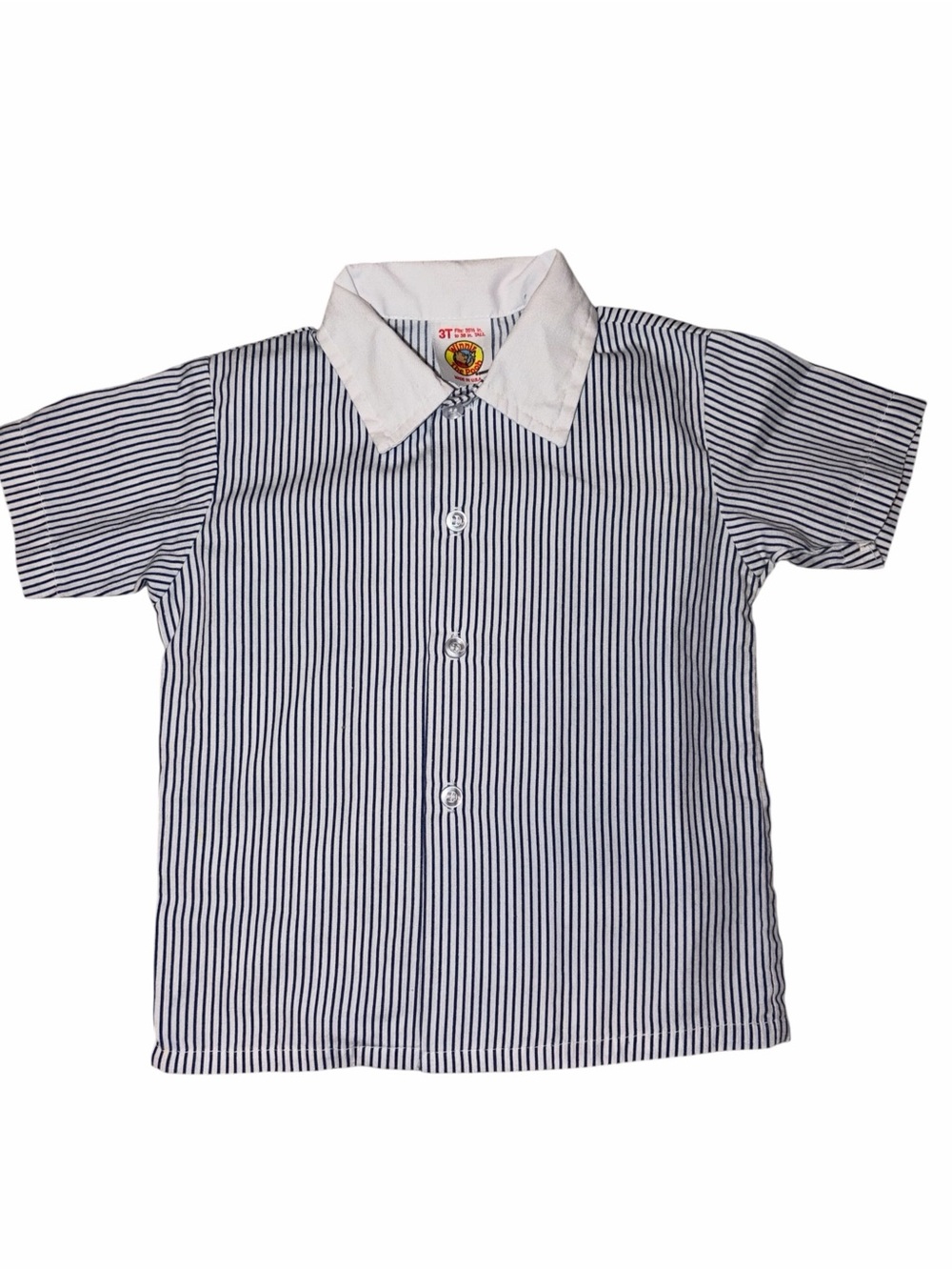 Vintage 1980s 80s Winnie the Pooh Blue Stripe Shirt 3T Made USA Disney Preppy
